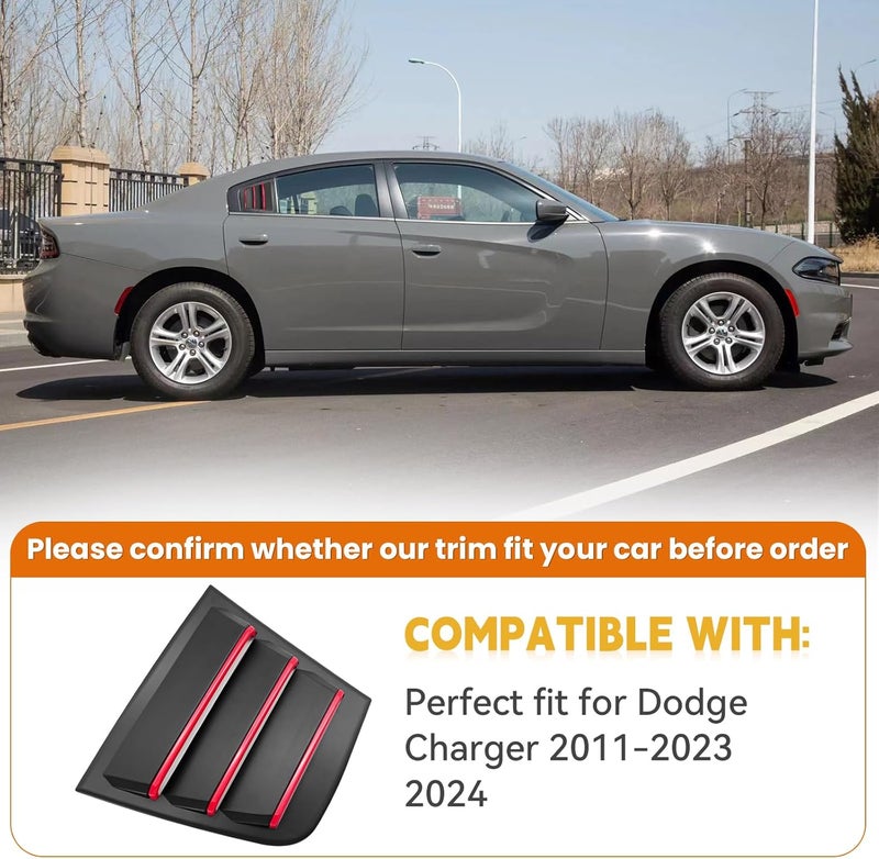 TENGBASE Side Blinds Car Exterior Trim Side Vents, Dodge Charger Accessories ABS Dodge Charger 2011-2023 2024 Red Line (2 Packs) - Image 5